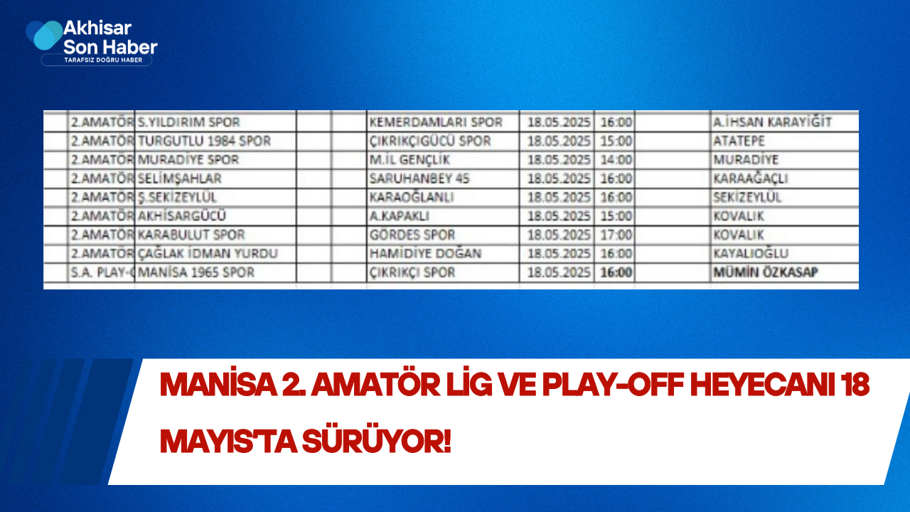 Manisa 2. Amatör Lig ve Play-Off Heyecanı 18 Mayıs’ta Sürüyor!